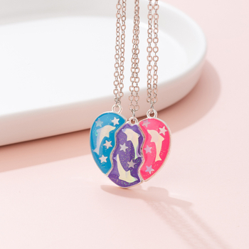 Südamekujuline sulamiga kaelakee ristkettaga, lastele animatsioonistiilis, vanusevahemik 3–6, 6–10 ja üle 10