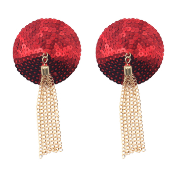 Καλύμματα θηλών από δέρμα με παγιέτες και μεταλλικά κρόσια — στρογγυλό σχήμα, χωρίς ίχνη, μάρκα Night Silk