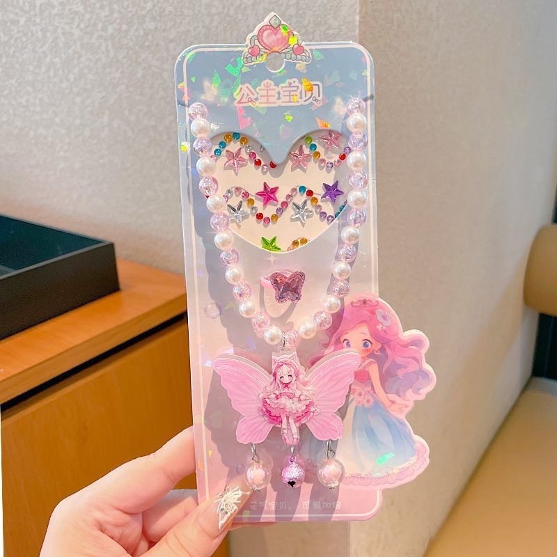 Kaelakee, käsitöö, segatud materjalid, geomeetriline ripats, Printsesside sari, komplekt 8 tk