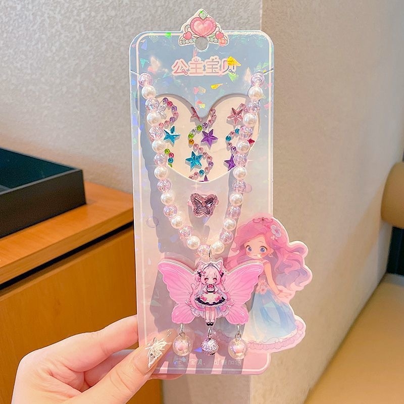 Kaelakee, käsitöö, segatud materjalid, geomeetriline ripats, Printsesside sari, komplekt 8 tk