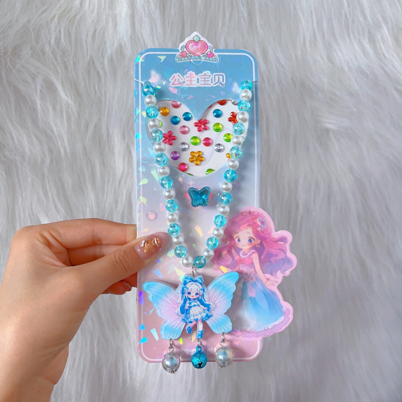 Kaelakee, käsitöö, segatud materjalid, geomeetriline ripats, Printsesside sari, komplekt 8 tk