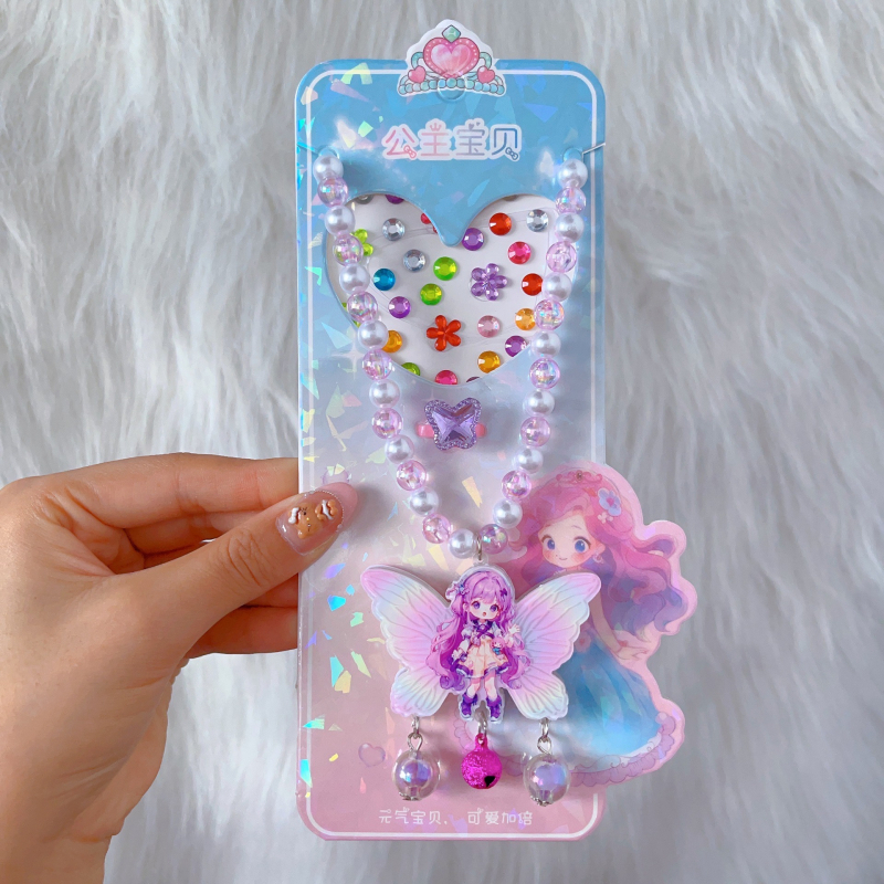 Kaelakee, käsitöö, segatud materjalid, geomeetriline ripats, Printsesside sari, komplekt 8 tk