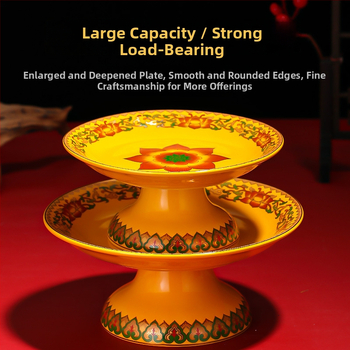 Keraminė vaisių aukojimo plokštelė Purple Lotus – plokštelė aukai Dievui Turtams ir Budai