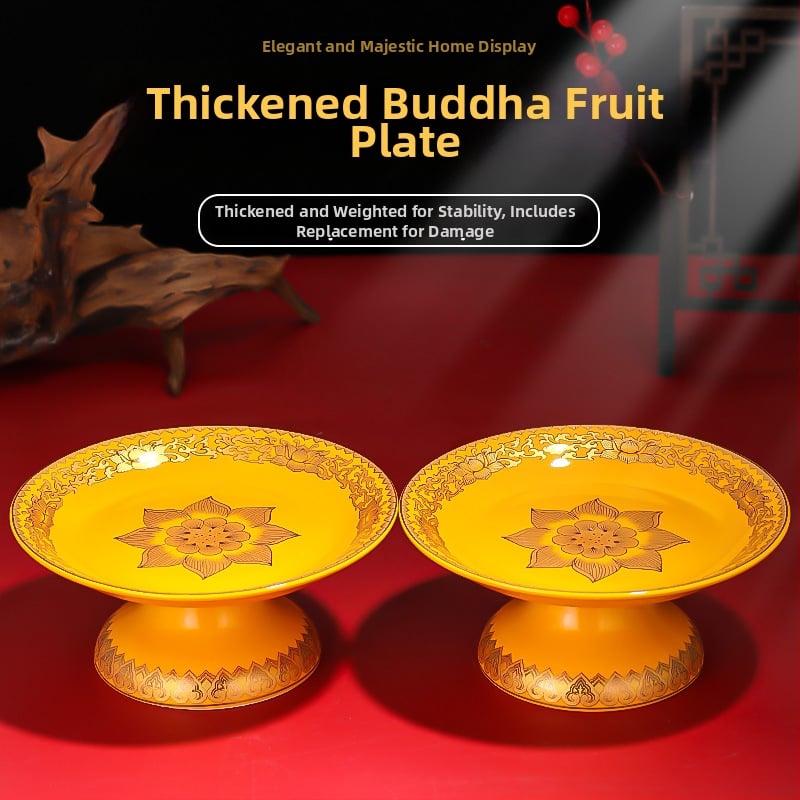 Keraminė vaisių aukojimo plokštelė Purple Lotus – plokštelė aukai Dievui Turtams ir Budai