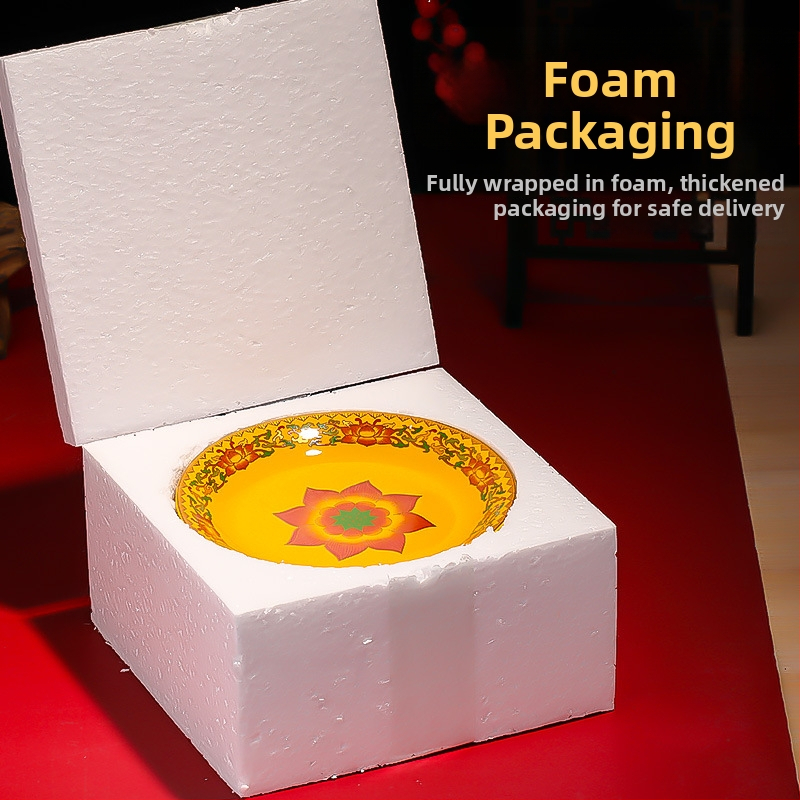 Keramická miska na ovocie na obety Purple Lotus – miska na obetu Bohu bohatstva a Budhovi