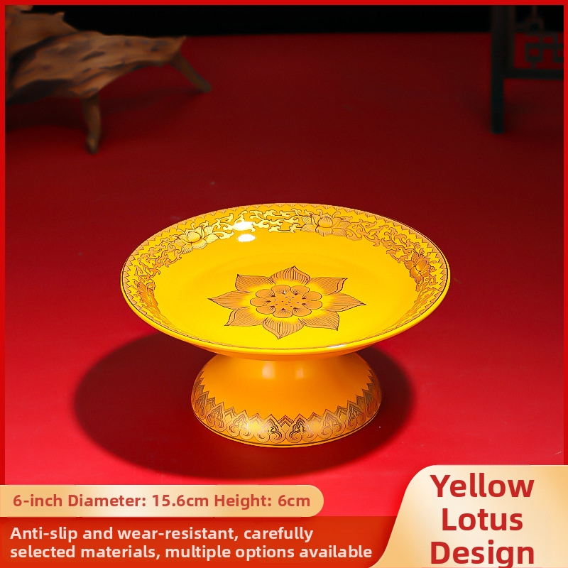 Keraminė vaisių aukojimo plokštelė Purple Lotus – plokštelė aukai Dievui Turtams ir Budai