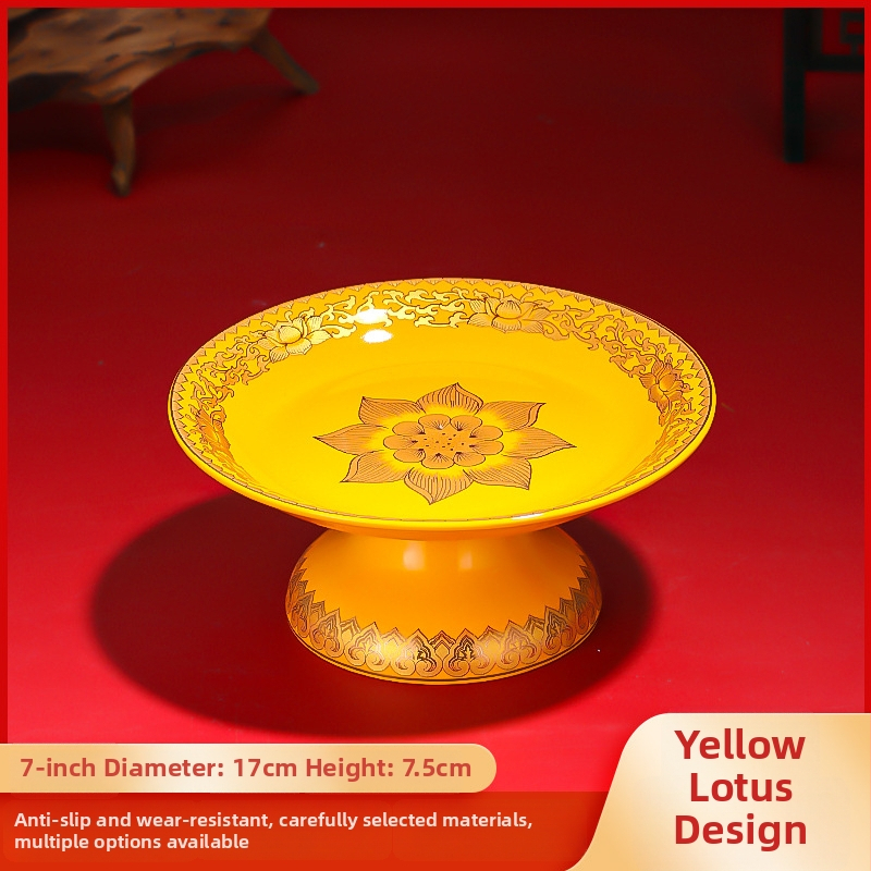 Keraminė vaisių aukojimo plokštelė Purple Lotus – plokštelė aukai Dievui Turtams ir Budai