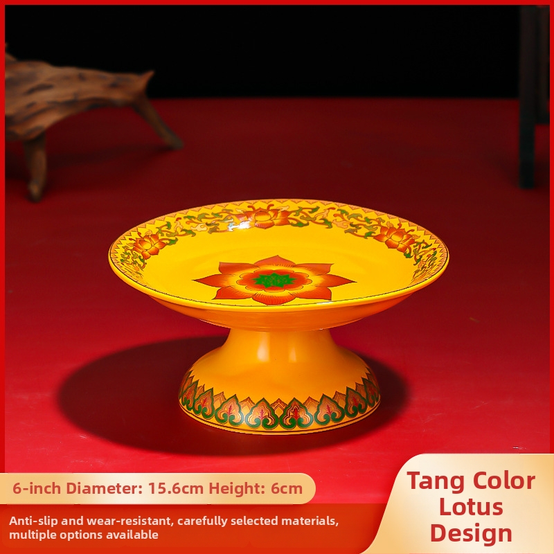 Keraminė vaisių aukojimo plokštelė Purple Lotus – plokštelė aukai Dievui Turtams ir Budai