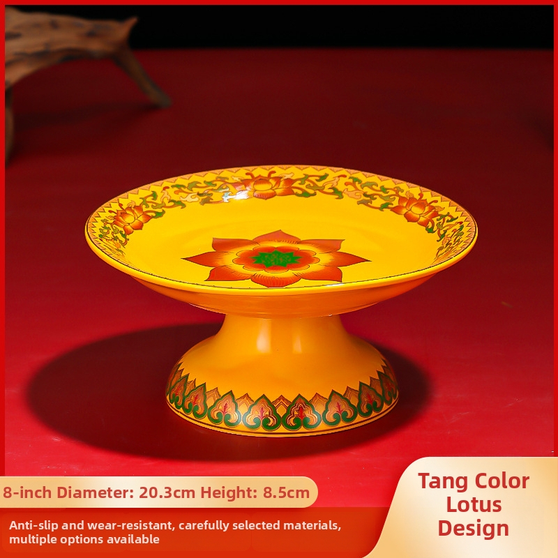 Keraminė vaisių aukojimo plokštelė Purple Lotus – plokštelė aukai Dievui Turtams ir Budai