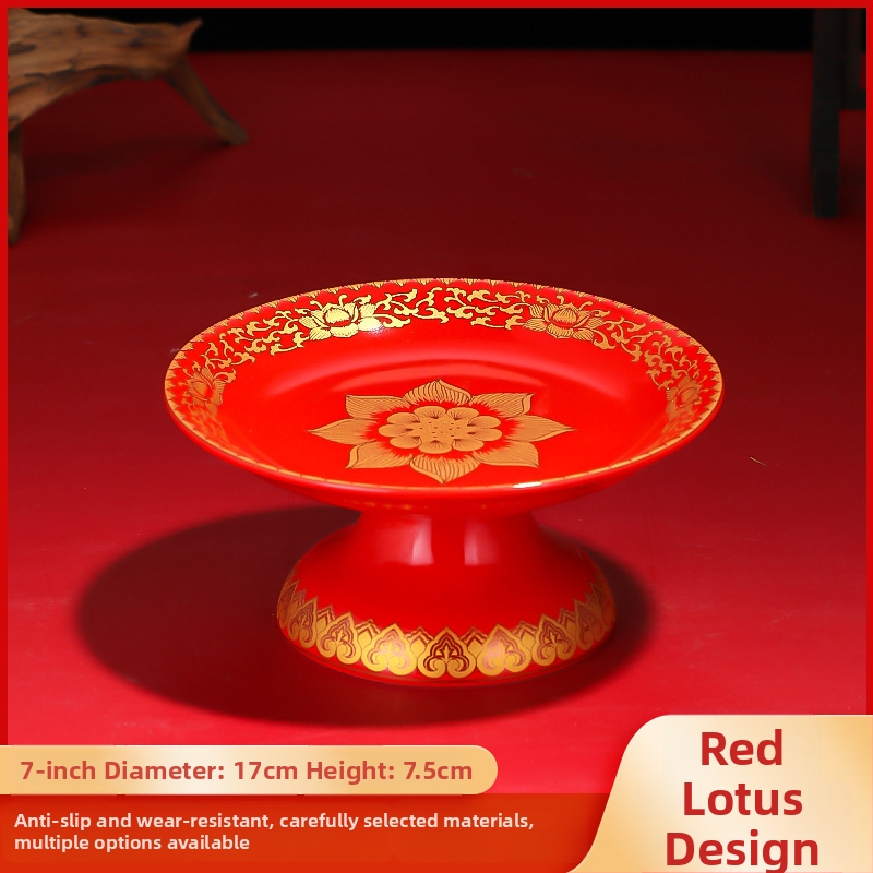 Keraminė vaisių aukojimo plokštelė Purple Lotus – plokštelė aukai Dievui Turtams ir Budai