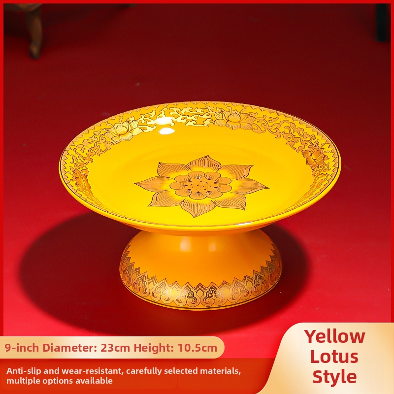 Keraminė vaisių aukojimo plokštelė Purple Lotus – plokštelė aukai Dievui Turtams ir Budai