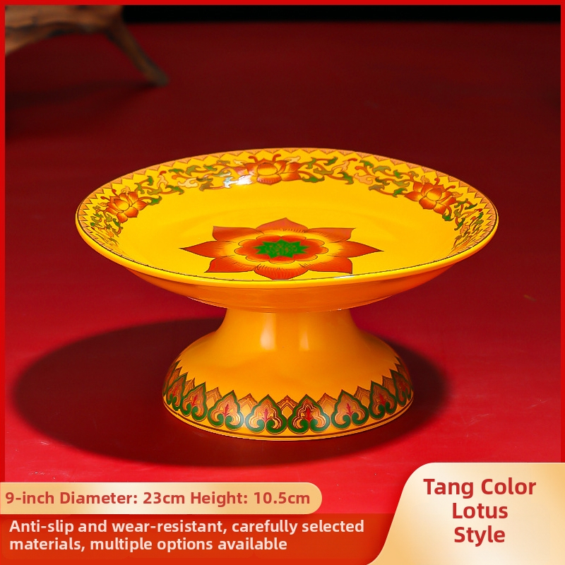 Keraminė vaisių aukojimo plokštelė Purple Lotus – plokštelė aukai Dievui Turtams ir Budai