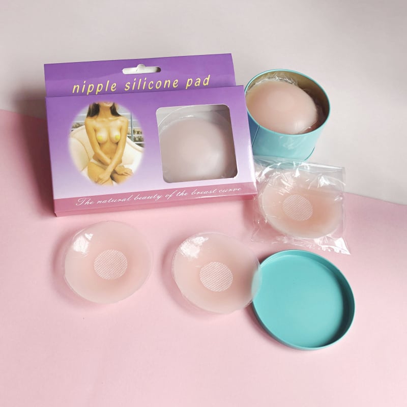 Σιλικόνο αυτοκόλλητο θηλής, υπερλεπτό δαντελένιο μαξιλαράκι στήθους, στρογγυλό σχήμα, αόρατο, Sexy