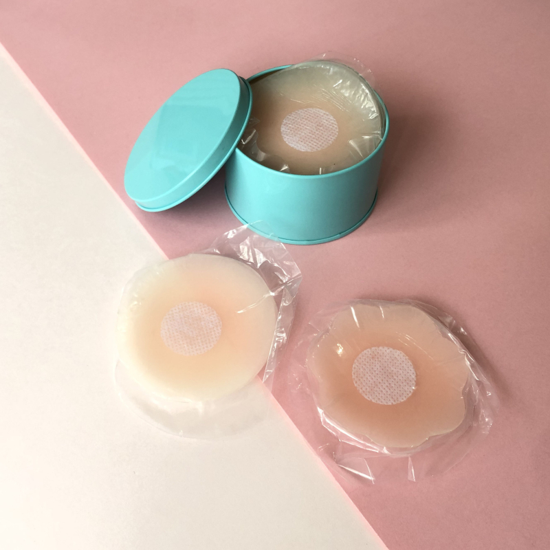 Σιλικόνο αυτοκόλλητο θηλής, υπερλεπτό δαντελένιο μαξιλαράκι στήθους, στρογγυλό σχήμα, αόρατο, Sexy