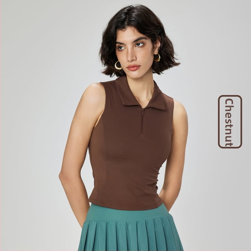 Поло тенис жилетка със подплънка за гърдите и стояща яка – без ръкави, стегнат силует, дишаща материя, 82% найлон/18% спандекс, NULS Youth Ice Mint, за млади жени