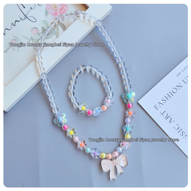 Laste kaelakee ja käevõru komplekt lipsu motīviga, käsitöö, akrüül, karikatuuristiil