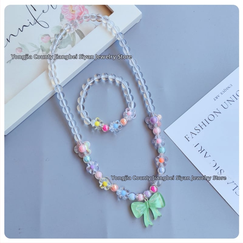 Laste kaelakee ja käevõru komplekt lipsu motīviga, käsitöö, akrüül, karikatuuristiil