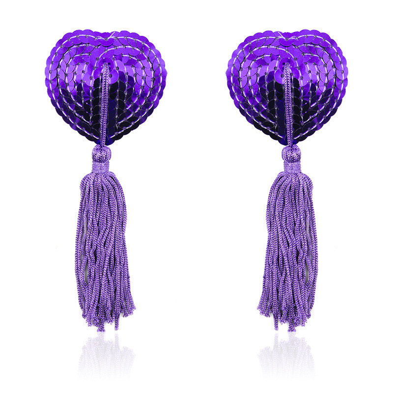 Σιλικονούχα επιθέματα θηλών για εσώρουχα — αόρατα, χωρίς ραφές; στρογγυλό σχήμα θηλής; κρόσια με καρδιά-στρας; σεξουαλικό στυλ