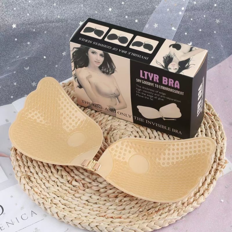 Szilikonból készült virág alakú mellpattintók, vékonyak, vállpánt nélküli, lélegző és láthatatlan menyasszonyi ruhában