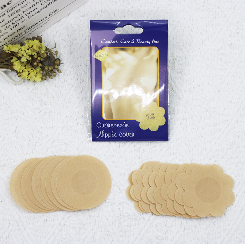 Μίας χρήσης επικολλητά προστατευτικά θηλών από μη υφαντό ύφασμα, αόρατα, υπερλεπτά, χωρίς ίχνη, σχήμα: στρογγυλό άνθος δαμάσκηνου, στυλ: σεξουαλικό.