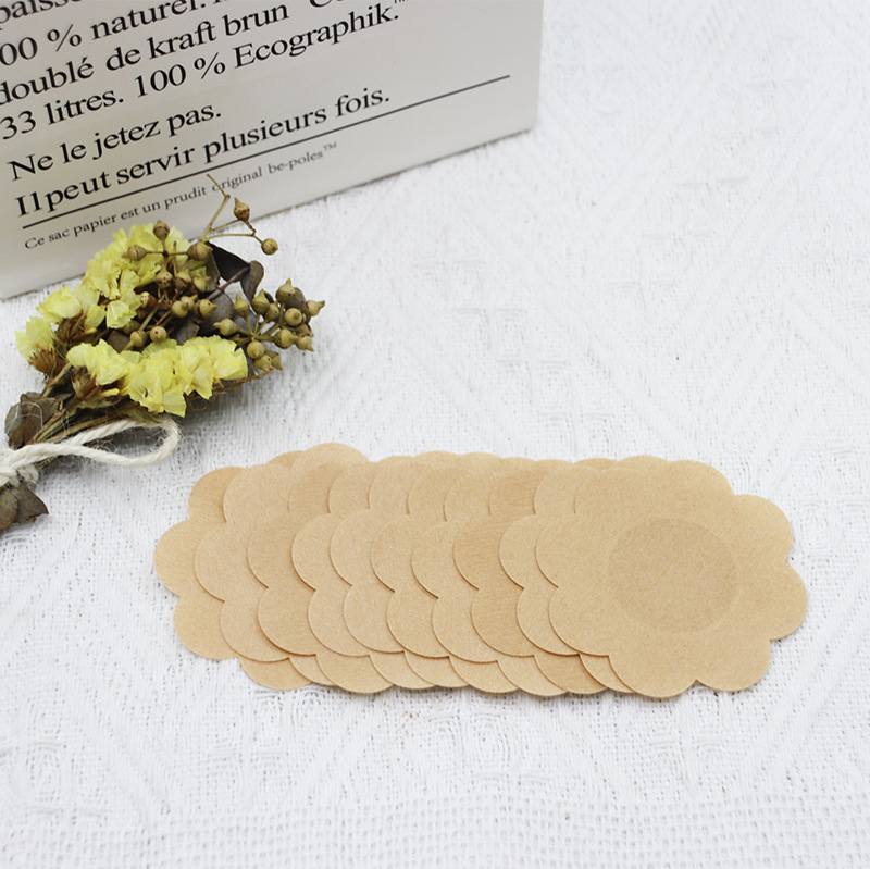 Μίας χρήσης επικολλητά προστατευτικά θηλών από μη υφαντό ύφασμα, αόρατα, υπερλεπτά, χωρίς ίχνη, σχήμα: στρογγυλό άνθος δαμάσκηνου, στυλ: σεξουαλικό.