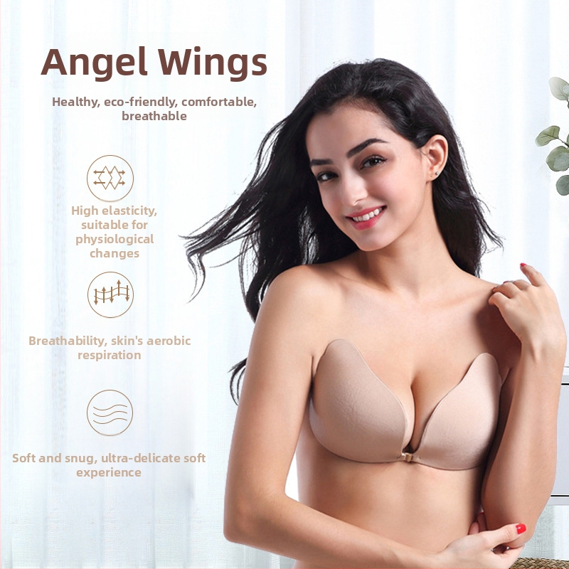 Bez plecu siksnām, pašlīmējošs push-up krūšturis ar 3/4 kausu, bezšuvju viengabala dizains