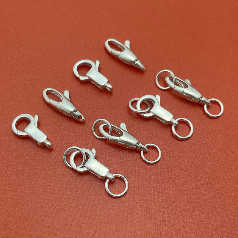 DIY konektor za nakit — S925 srebro, kvadratni kopča, perlasti završetak, čistoća 925