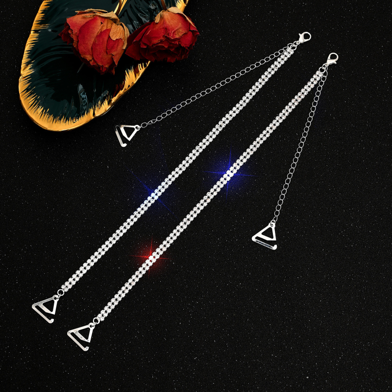 Kāzu krūštura siksna ar trim rindām kristālu, regulējama, neredzama plecu siksna, neilons