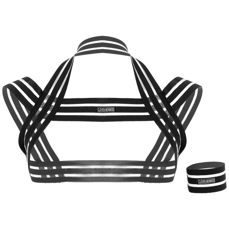 Vīriešu caurspīdīgs pleca un krūšu siksnas komplekts ar 1 rokassprādzi, poliesteris, stils: caurspīdīgs, dobīgs, rudens 2025, izcelsme: Guangzhou, zīmols: Clever-menmode