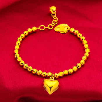 Детска гривна със сърцевидна форма, латунна, електроплатирана, с S-образна закопчалка, оригинален дизайн