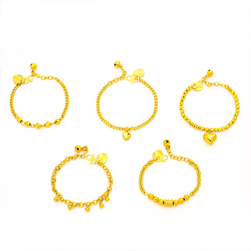 Детска гривна със сърцевидна форма, латунна, електроплатирана, с S-образна закопчалка, оригинален дизайн