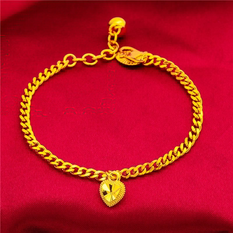 Детска гривна със сърцевидна форма, латунна, електроплатирана, с S-образна закопчалка, оригинален дизайн