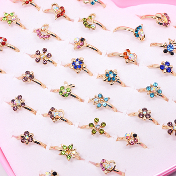 36 τεμάχια παιδικά δαχτυλίδια με ζωάκια καρτούν, ρυθμιζόμενα δαχτυλίδια από κράμα με τεχνητές πέτρες σε σχήμα καρδιάς