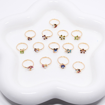 36 τεμάχια παιδικά δαχτυλίδια με ζωάκια καρτούν, ρυθμιζόμενα δαχτυλίδια από κράμα με τεχνητές πέτρες σε σχήμα καρδιάς