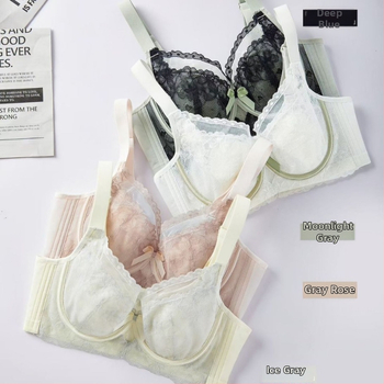 Nailoninė liemenėlė su nėriniu, itin plonas dizainas, 3/4 puodeliai, putų puodeliai, nugaros užsegimas su keturiomis kabliukų ir akių eilėmis (Nailonas; 3/4 puodeliai; putų puodeliai; nugaros užsegimas)