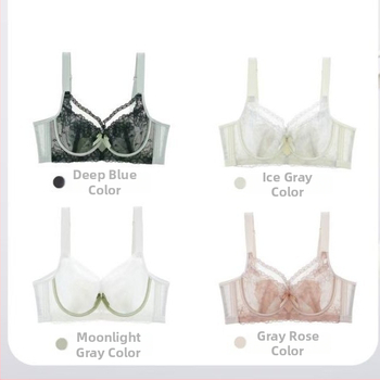 Nailoninė liemenėlė su nėriniu, itin plonas dizainas, 3/4 puodeliai, putų puodeliai, nugaros užsegimas su keturiomis kabliukų ir akių eilėmis (Nailonas; 3/4 puodeliai; putų puodeliai; nugaros užsegimas)