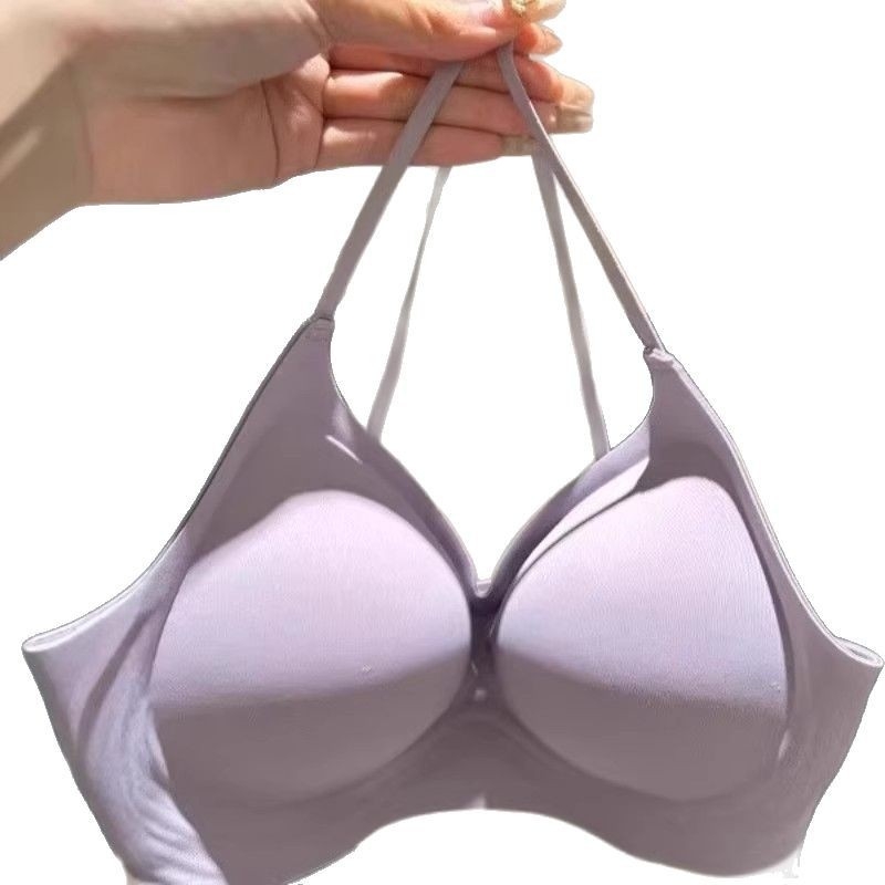 Bešavni najlonski push-up grudnjak s prozračnom udobnošću, skupljanje potpore, fiksne dvostruke naramenice, cupa s tankim gornjim dijelom i debljim donjim dijelom, stražnje zatvaranje s tri reda kukica