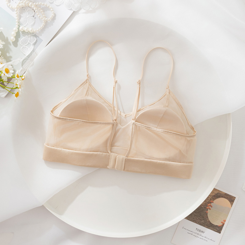 Сатенено бюстие от коприна Mulberry с дантела, без подпора, чашка 3/4, красив гръб, френски стил, регулируеми двойни презрамки