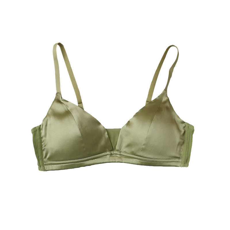 Sutien od Mulberry Silk satena, trokutaste košarice, tanke oblikovane košarice, bez žičane potporne