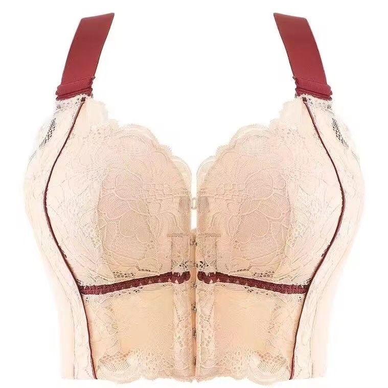 Moteriškos nailoninės liemenėlės, 5/8 taurė, formuojama taurė: plonas viršus, storesnis apačia, nuimamos dvigubos petnešos, priekinis užsegimas, reguliuojama atrama