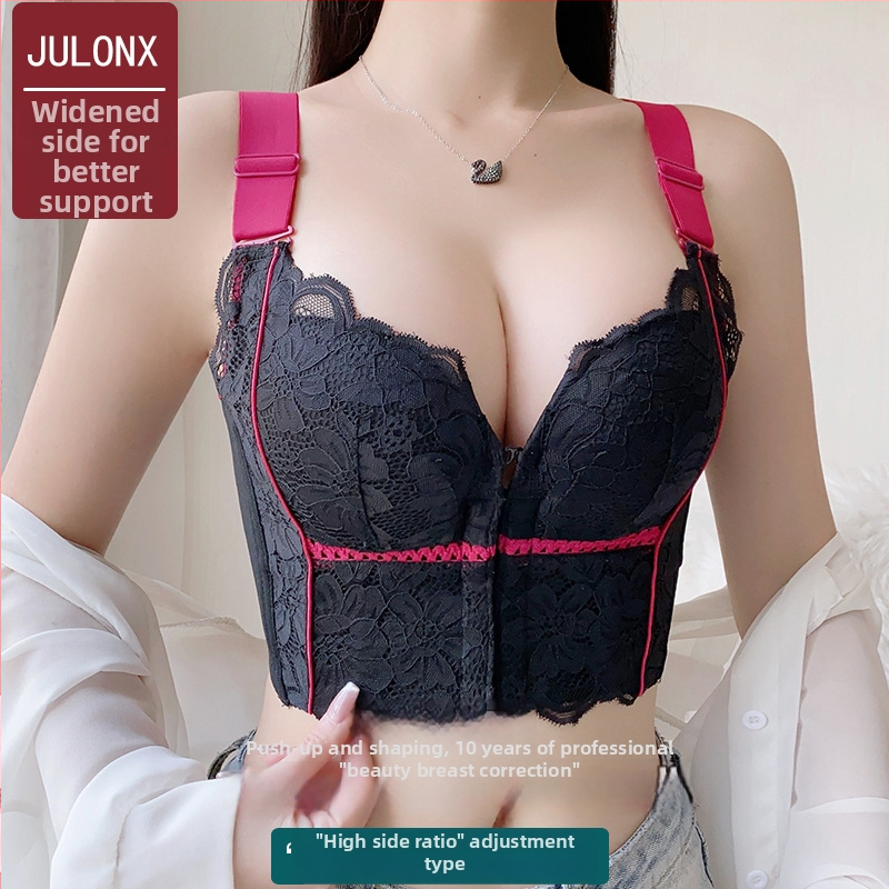 Moteriškos nailoninės liemenėlės, 5/8 taurė, formuojama taurė: plonas viršus, storesnis apačia, nuimamos dvigubos petnešos, priekinis užsegimas, reguliuojama atrama