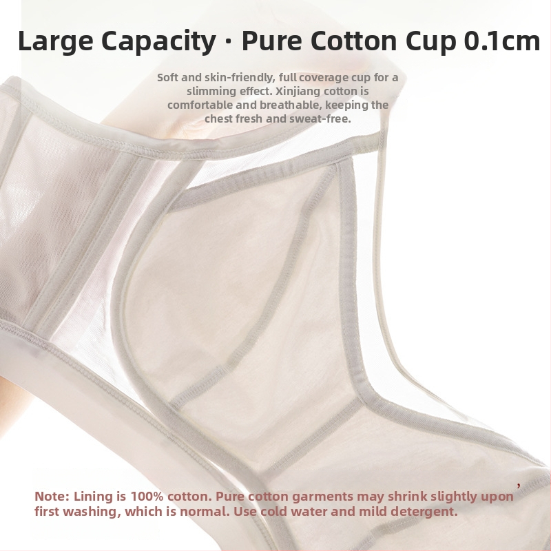 Podprsenka s plným košíčkom, bez kovových výstuží, tenká, priedušná, bočná opora, zadné zapínanie s 4 háčikmi, fixné dvojité ramienka, bavlnené košíčky