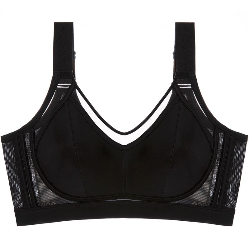 Grudnjak s punim košaricama, bez žice, tanak i prozračan, bočna podrška, stražnje kopčanje s četiri reda kopči, fiksne dvostruke naramenice, košarice od pamuka