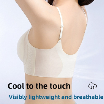 Bezdrôtová podprsenka v štýle vesty, Ice Silk/Nylon, 3/4 košíček, ultratenké tvarované košíky, pevné ramienka, priedušná
