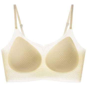 Sutien fără sârmă, în stil vestă, din Ice Silk/Nylon, cupă 3/4, cupe turnate ultra-subțiri, bretele fixe, respirabil