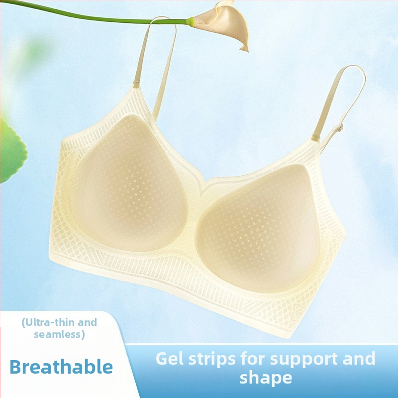 Bezdrôtová podprsenka v štýle vesty, Ice Silk/Nylon, 3/4 košíček, ultratenké tvarované košíky, pevné ramienka, priedušná