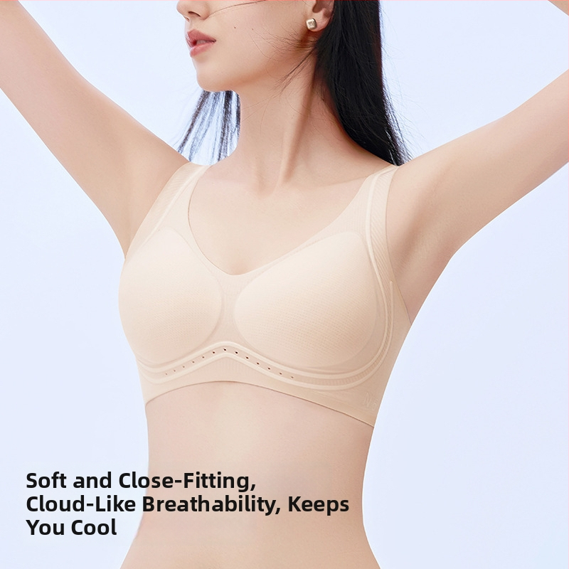 Lingerie fără cusături cu bază lichidă pentru femei, ridică și susține, sutien respirabil; material principal: nylon; căptușeală: spandex; cupă: completă; material cupă: burete; bretele: duble fixe