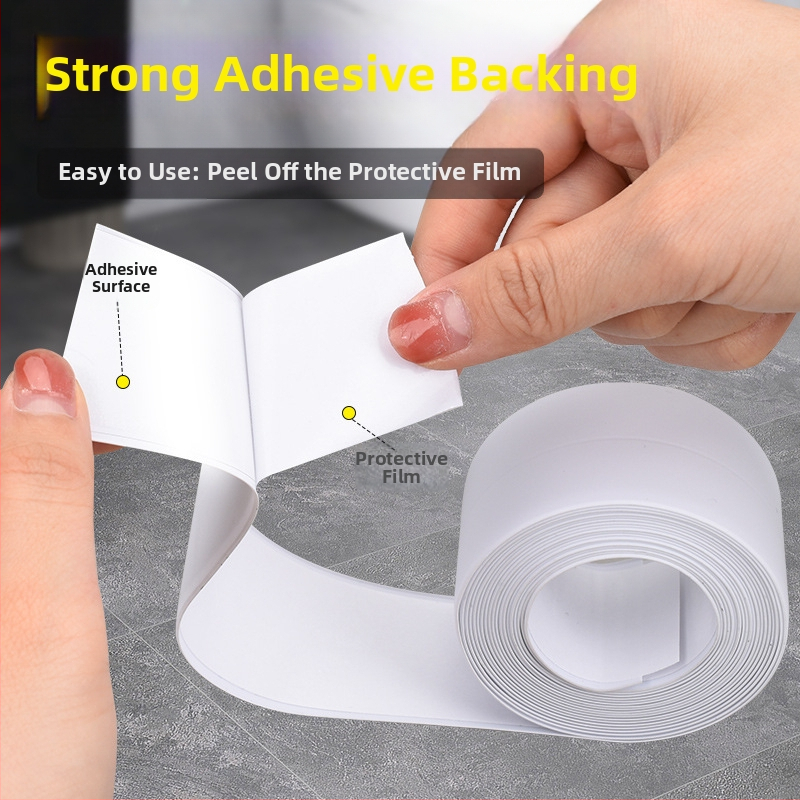 Pás na tesnenie okra pre kúpeľňu a kuchyňu — samolepiaca, PVC, vodotesná, odolná voči plesniam