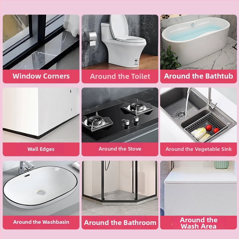 Pás na tesnenie okra pre kúpeľňu a kuchyňu — samolepiaca, PVC, vodotesná, odolná voči plesniam