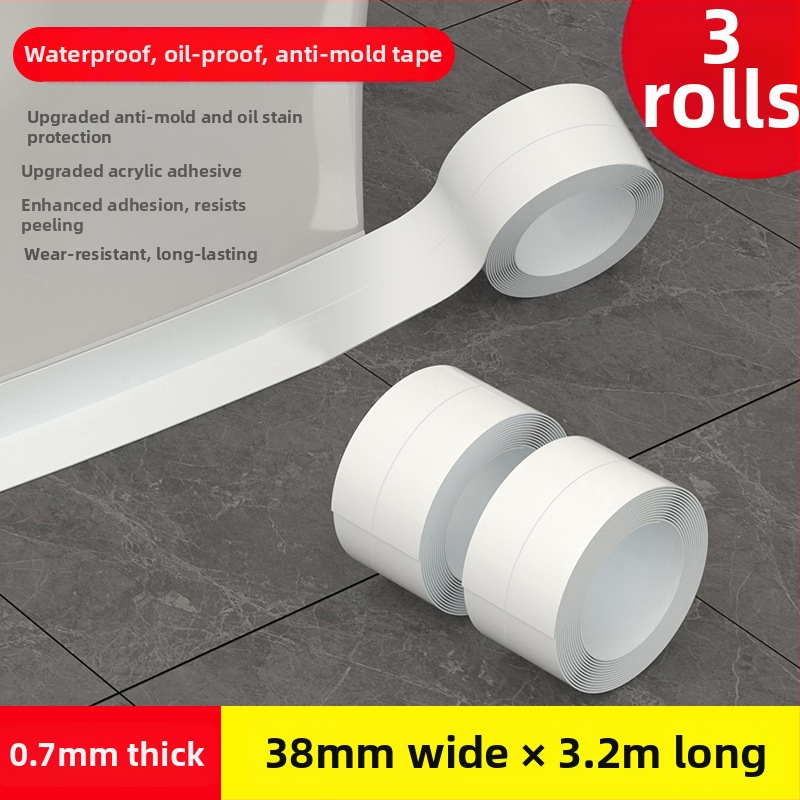 Лента за уплътнение на ръбове за баня и кухня — самозалепваща, PVC, водоустойчива, против мухъл